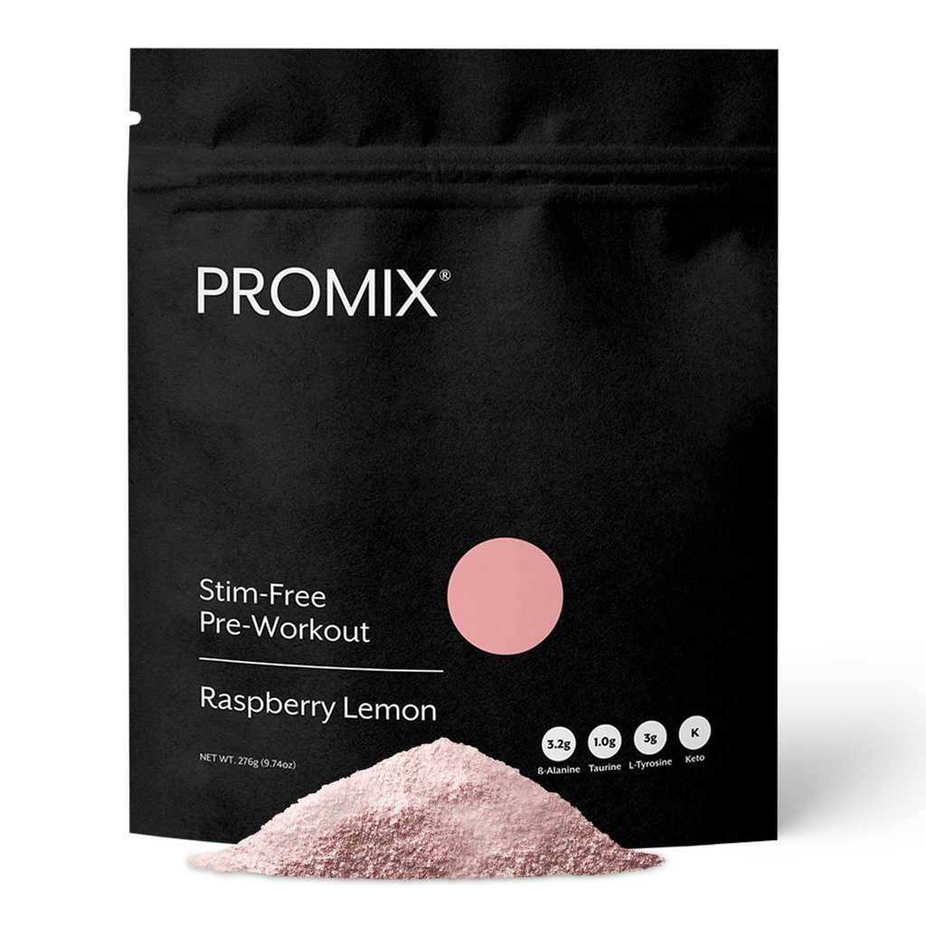ProMix Nutrition Stim-free pre-prášok na cvičenie, malinová citrónová - 274g - Maximalizujte zaostrenie, energiu a výkon - vitamín B12, taurín, beta-alanín a L-tyrozín - 30 porcií (Pack of 1)