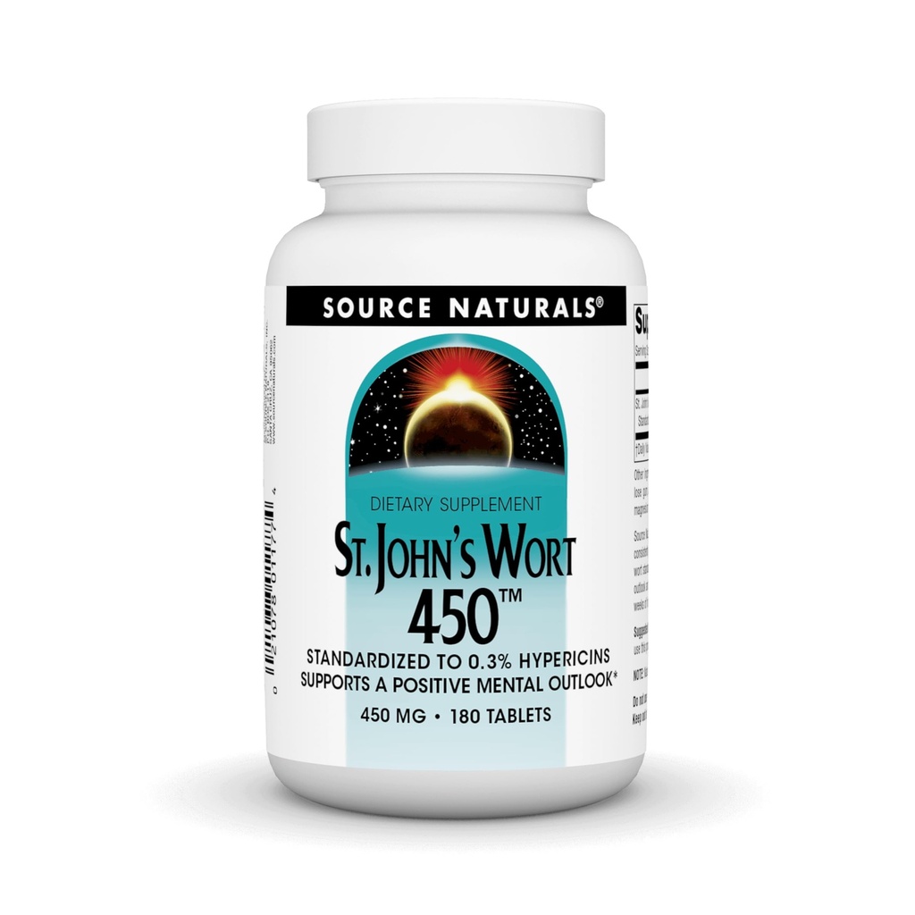 Zdroj Naturals St. John's World 450 mg podporuje pozitívne duševné Outlook - 180 tabliet
