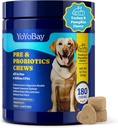 Probiotiká pre psy - 6 miliárd CFU, psie probiotiká s prebiotikami a tráviacimi enzýmami pre Gut, Immune & Skin Health - Turkey & Pumpkin Flavor, 180 Mäkké žuvačky