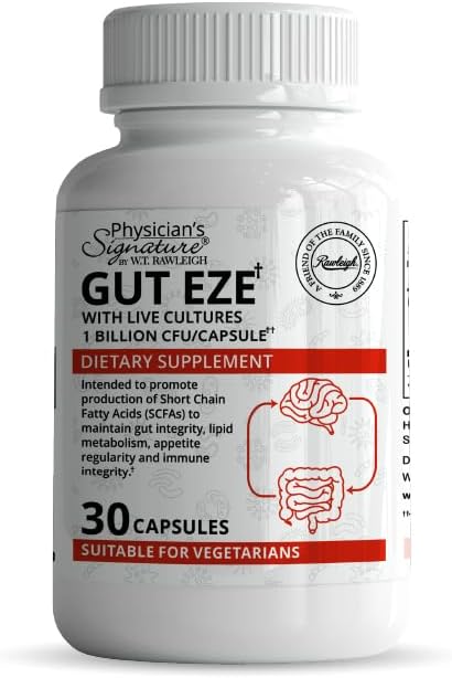 Rawleigh Gut Eze: 30 Kapsule, Everyday Vegetariánska Probiotiká pre mužov a ženy,1 miliarda CFU/Cap, Microbome Based, SCFA Production + Gut, Digestive, Imunity, Appetite & Lipid Support, non-GMO