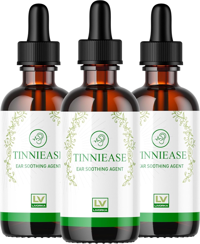 LIVORKA (3 balenia) Tinniease kvapky, Tinniease kvapky na podporu sluchu, Tinni Ease kvapky, Tinniease ucho kvapky, 3 fľaše na 90 dní