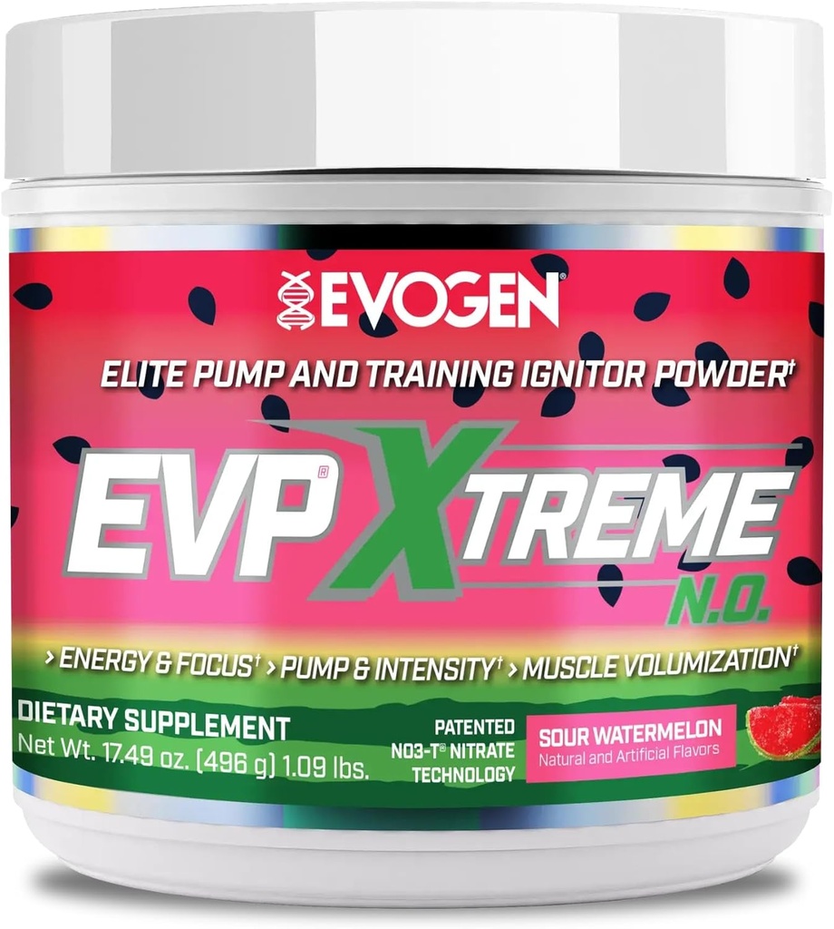 Evogen EVP Xtreme NO - Pre Workout Powder for Men & Women | Sugar Free Preworkout with Beta Alanine, Creatine, and Caffeine for Energy & Pump | Sour Watermelon | 40 Servings