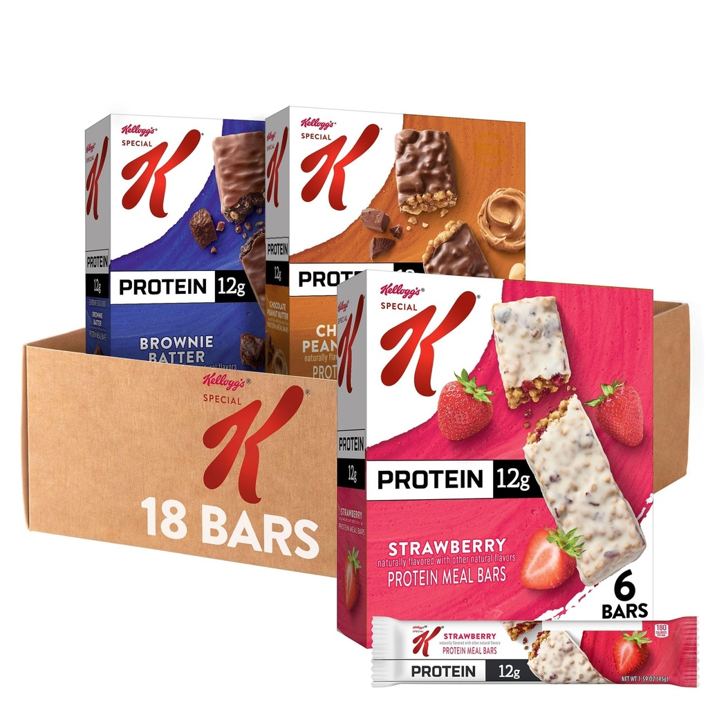 Špeciálne K Bar Bielkoviny Jedlá Bary, Nahradenie jedla, Hromadné Bielkoviny Snacks, Balíček odrôd (3 Boxy, 18 Počet)