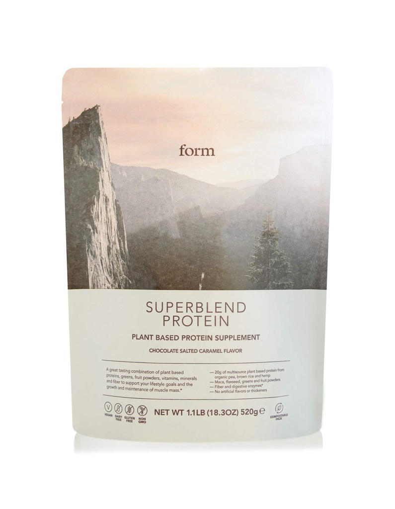 Form Superblend Protein - Vegan Protein Powder with Superfoods, Vitamíny a minerály - 20g rastlinného proteínu na servírovanie (Chocolate Saled Caramel)