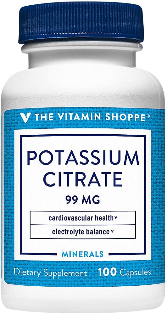 Vitamín Shoppe Draslík Citrát 99MG, podporuje Kardiovaskulárne a bunkové zdravie (100 kapsúl)