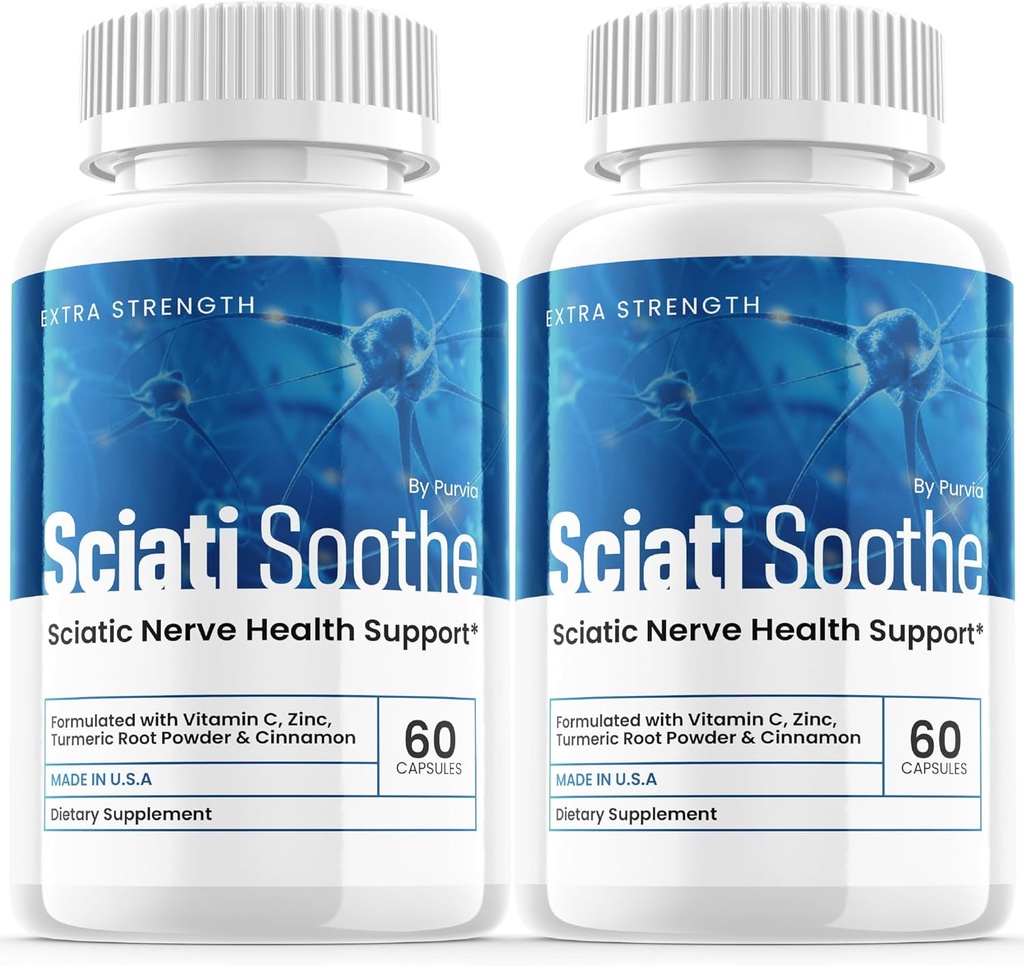 (2 balenia) Sciatisoothe Supplement for Sciasias, Sciati Soothe Nerve Health, Sciatisoothe Kapsule Vitamíny, Sciatisooothe Advanced Celková Wellness podpora Maximálna sila Formula USA (120 kapsúl)