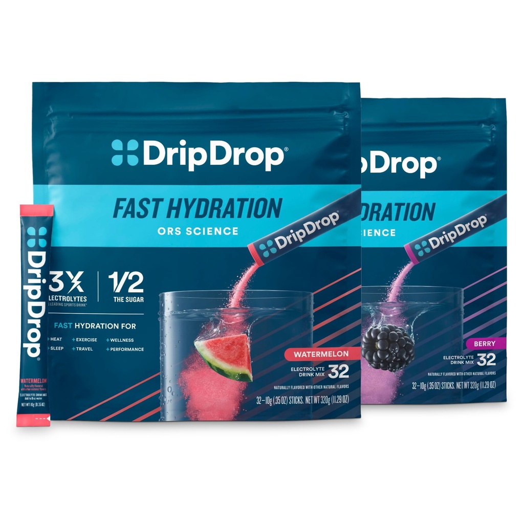 Hydratácia dripDrop - Powder Pakets - Watermelon & Berry - 64 Count