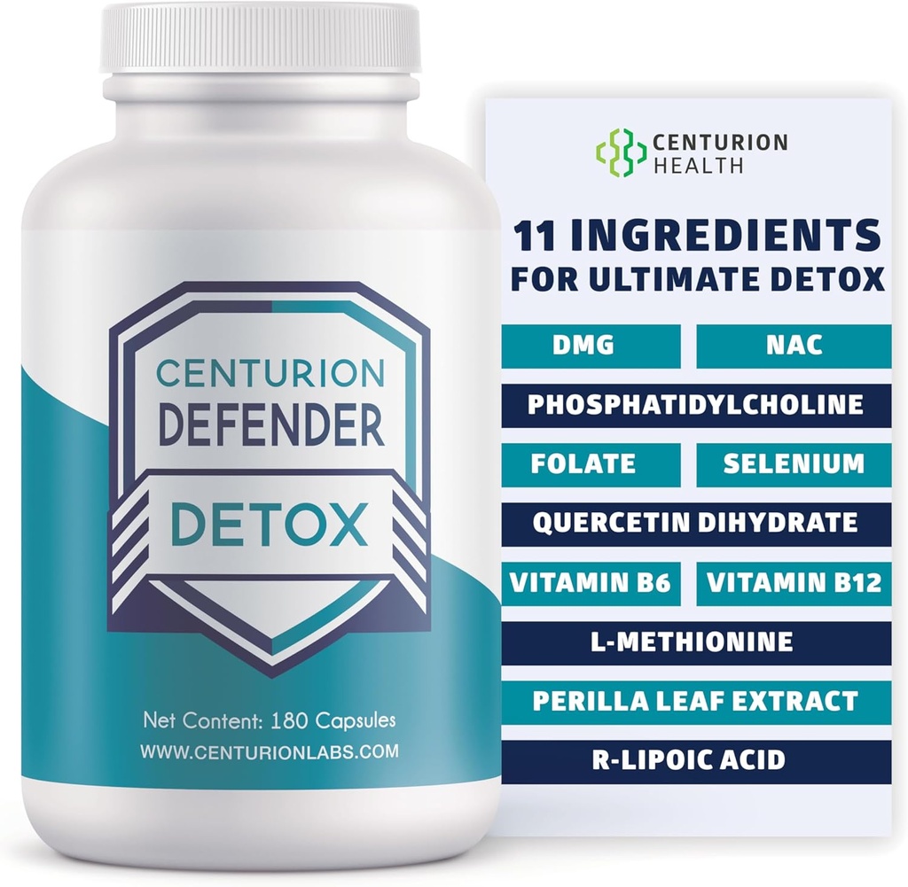 Centurion Defender Detox, Pečeň Cleanse Detox & Repair Supplement with Fosfatidylcholín, Vitamín B6, Folát, L-metionín a kyselina R-lipoová, 180 Caps