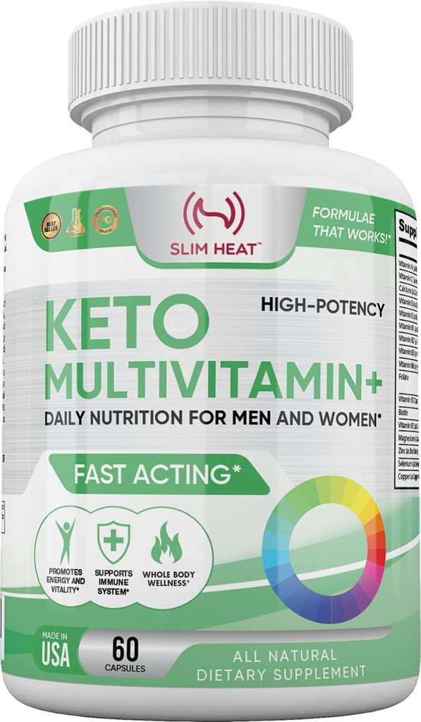 Keto Multivitamín pre ženy a mužov - 35 Silné, čisté zložky - vitamín C, vitamín D, vitamín A, vitamín E a zinok pre imunitnú podporu - Non GMO, bez lepku, bez cukru, všetko prírodné - 30 dní