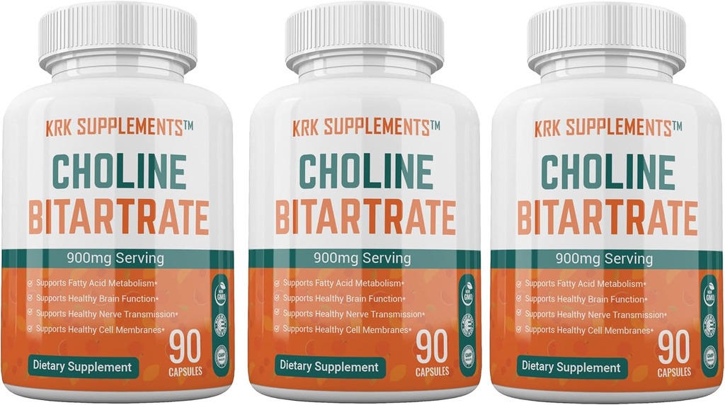 3 fľaše Choline bitartrate 900mg per serving 270 Celkové kapsule KRK Doplnky