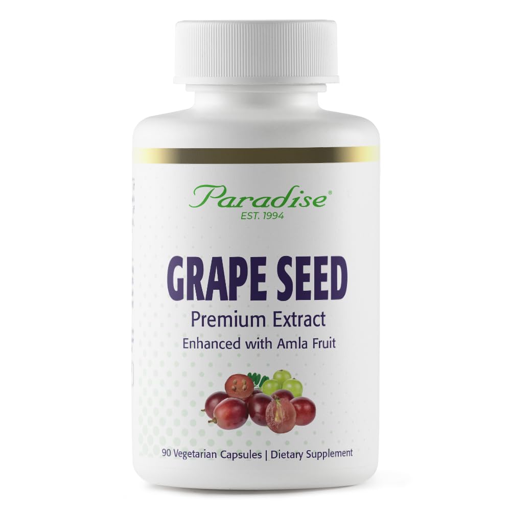 Rajové byliny Hroznový extrakt, aktívne celé spektrum, antioxidant, vegán, negeneticky negeneticky modifikovaný, bez lepku, 90 Vegetariánskych kapsúl