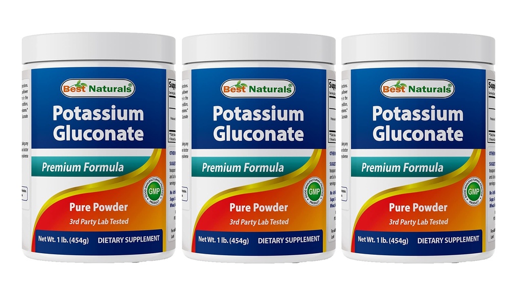 Najlepšie prírodné látky Glukónan draselný 1lb prášok (1 LB (Pack of 3))