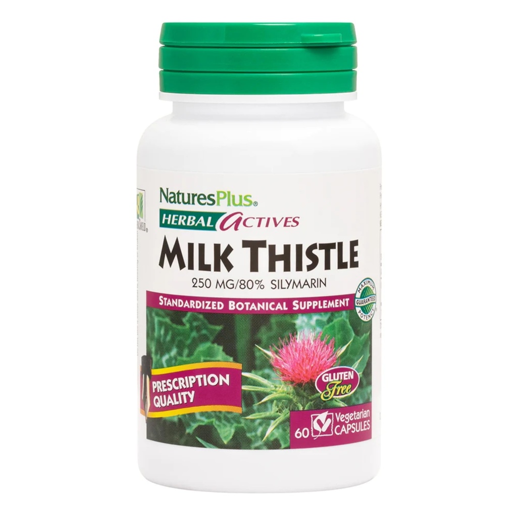 NaturesPlus bylinné aktívne mlieko bodka - 60 kapsúl - Non-GMO, Vegan, Gluten Free - 60 porcií
