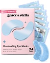 Grace & Stella Award Víťazstvo pod očnou maskou Znížiť tmavé kruhy, opuchnuté oči, Undereye Bags, Vrásky, Gél pod očami Patches, Narodeniny Dary pre ženy - Vegan Cruelty-free Self Care (24 páry, modrá)