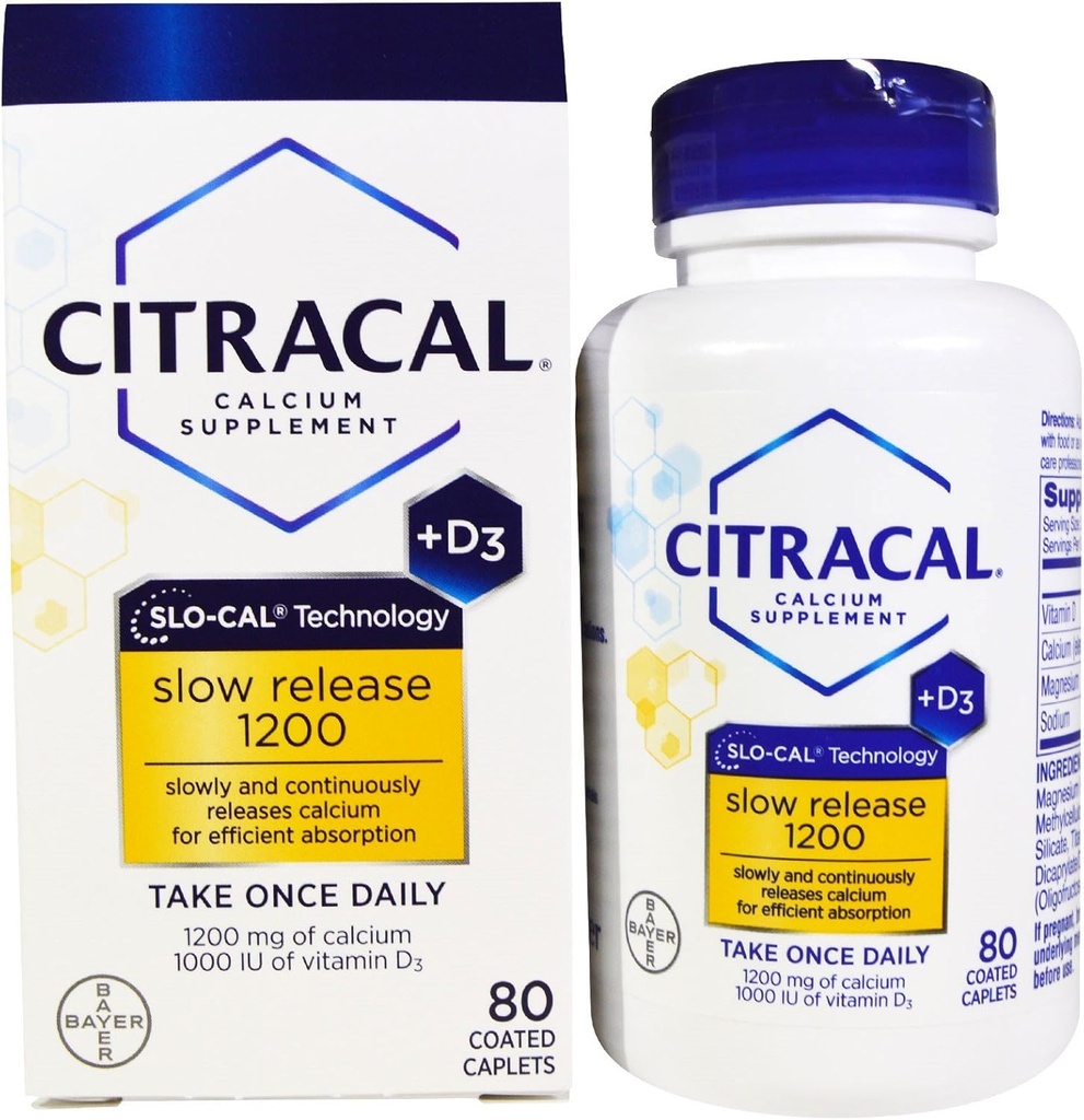 Citracal Calcium +D Slow Release 1200, obalené tablety - 80 ea (balenie 2)
