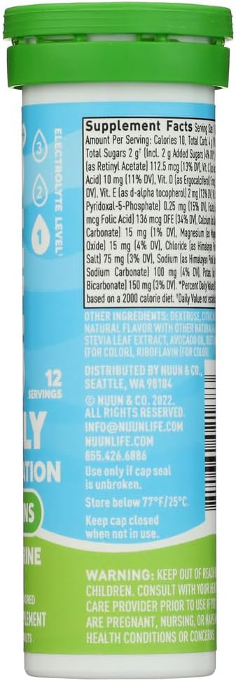 Nuun Vitamíny: Electrolyte + vitamíny Nápojové tablety, Tangerine Lime, 12 grófov