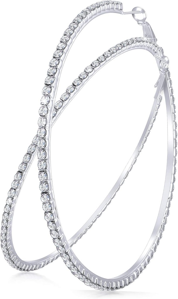 Veľké náušnice na náušnice Kryštálový kameň Dangle Big Hoop náušnice pre ženy Svadobné Party Favor, 80 mm
