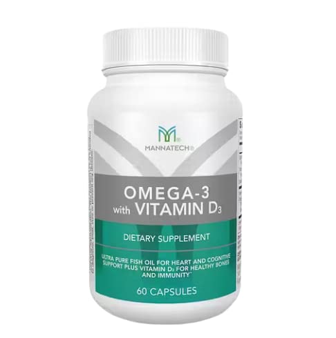 Mannatech Omega-3 s vitamínom D3 pre kosť, zdravie srdca a kognitívnu podporu, vyrobený z čistého rybieho oleja