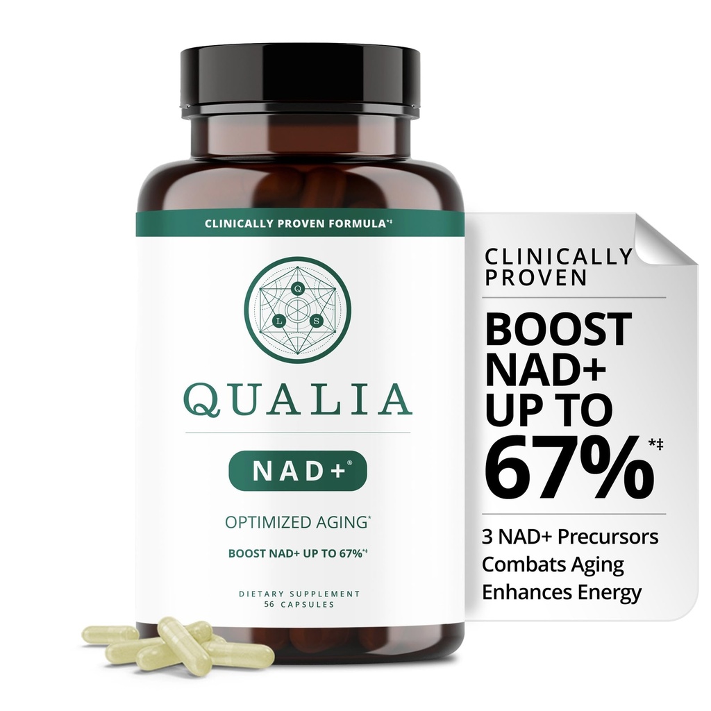 Qualia NAD Doplnok  Optimalized Aging, Energy, Focus. Elite NAD+ Booster zložiek nikotínamid Riboside (NIAGEN), niacín, niacínamid (1 mesiac dodávky)