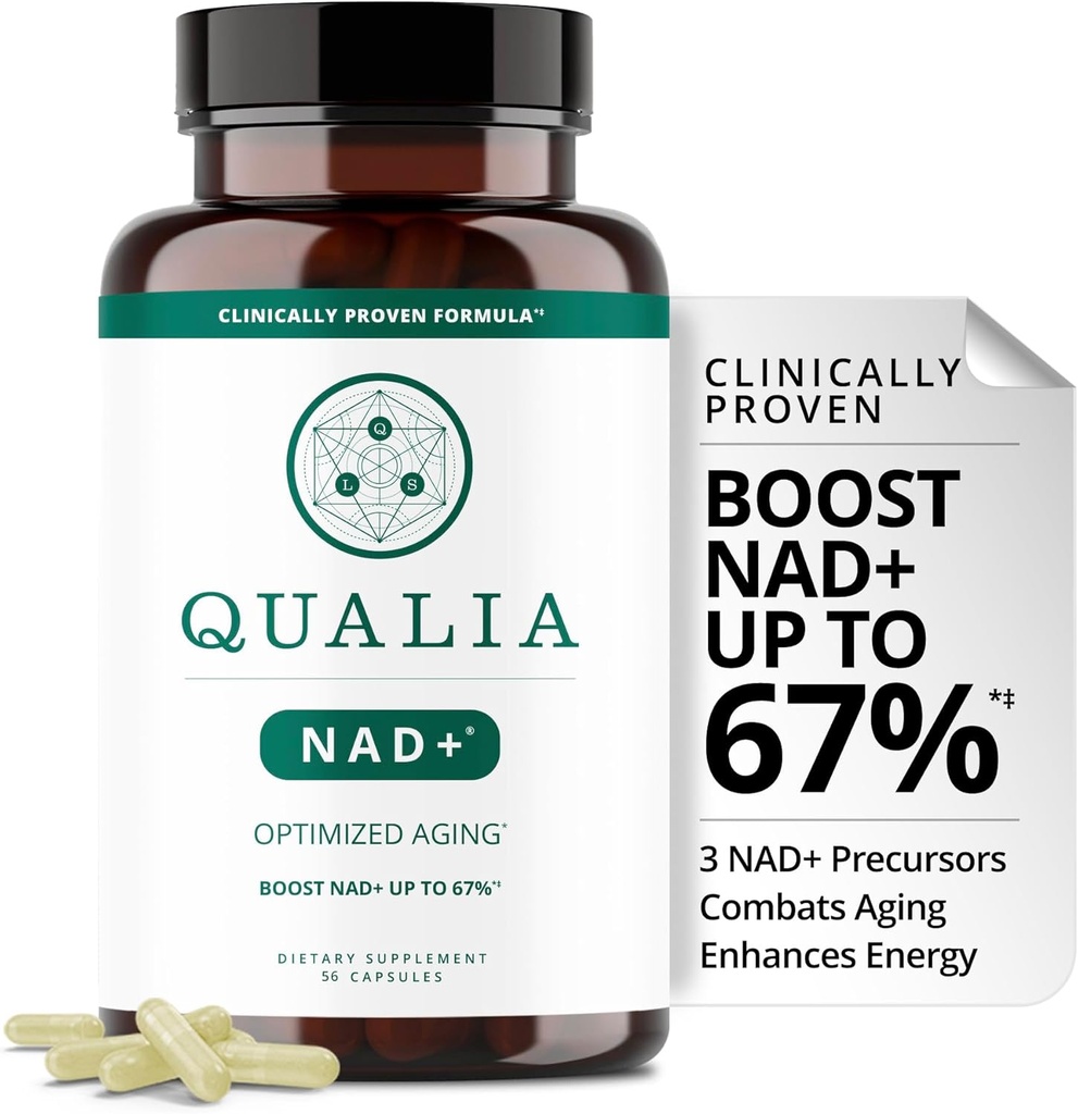 Qualia NAD Doplnok  Optimalized Aging, Energy, Focus. Elite NAD+ Booster zložiek nikotínamid Riboside (NIAGEN), niacín, niacínamid (1 mesiac dodávky)