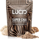 Lucid Superfood Organic Mushrom Chai with Nootropics - Lion's Mane, Tremella, Cordyceps & Turkey chvost - Instant Mushrom Chai Focus Brain Health - Alpha GPC, L-Theanine, Ginko Biloba - USA Made