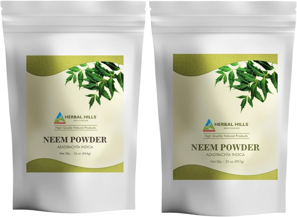 HERBAL HILLS Neem Leaf prášok čerstvé listy Pure Neem doplnok balenia 2 Combo