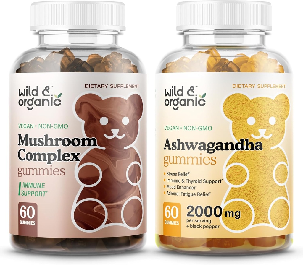 Voľne žijúce & organické huby a ashwagandha gummies