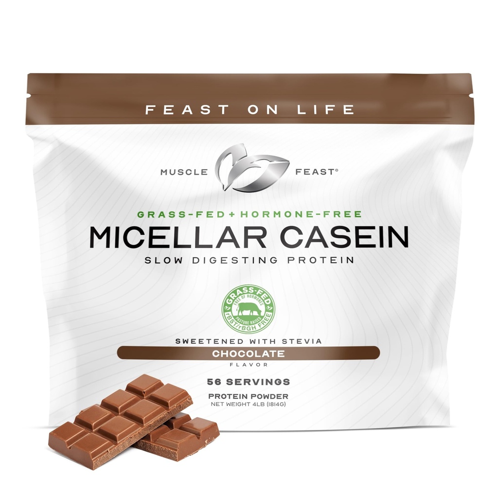 Svalové svaly Trvanlivosť Fed Micellar Casein Protein Powder, Pasture Rased & Hormone Free, Slow Digesting Casein Protein - podporuje prenocovanie svalového zotavenie, lepidlo bez bielkovín prášok - Čokoláda, 4lb