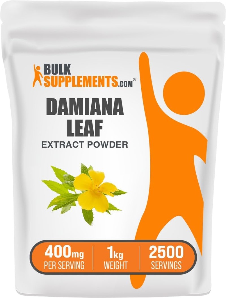 BulkSupplements.com Damiana Extract Powder - Damiana Supplement, bylinné doplnky - Vegan & Gluten Free, 400mg per Serving, 1kg (2,2 lbs) (Pack of 1)