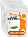 BulkSupplementments.com Organická pšeničná tráva prášok - Organic Super Greens Powder, Superfoods Supplement - Vegan & Gluten Free, 1,5 g per Serving, 1 kg (2,2 lbs) (pack of 5)