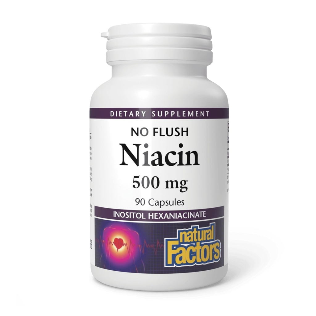 Prírodné faktory Nie Flush Niacin 500 mg, 90 tabliet