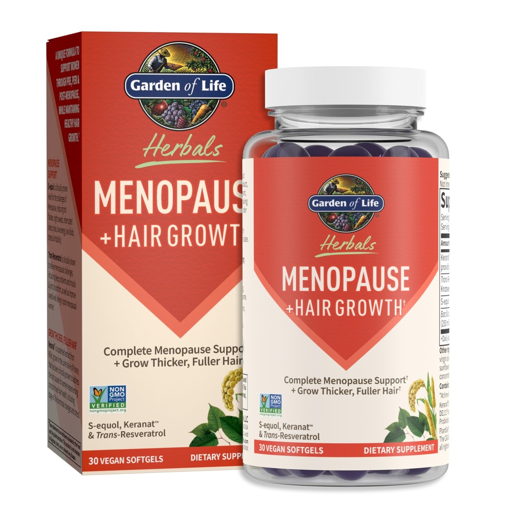 Záhrada života bylinné Menopauza Doplnok s S-equol & Trans-Resveratrol pre multi-Symptom Relief, Keranat pre hrubšie, plnšie rast vlasov 