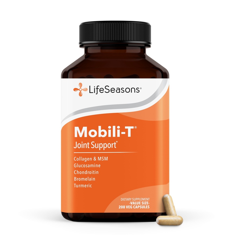 LifeSeasons Mobili-T - Spoločná podpora doplnok - Znižuje bolesti a nepohodlie - Zvýšiť rozsah pohybu - Obnovenie tkanivo a kartiláž - MSM Chondroitin Collagen Glukozamín a kurkuma - 208 Kapsule