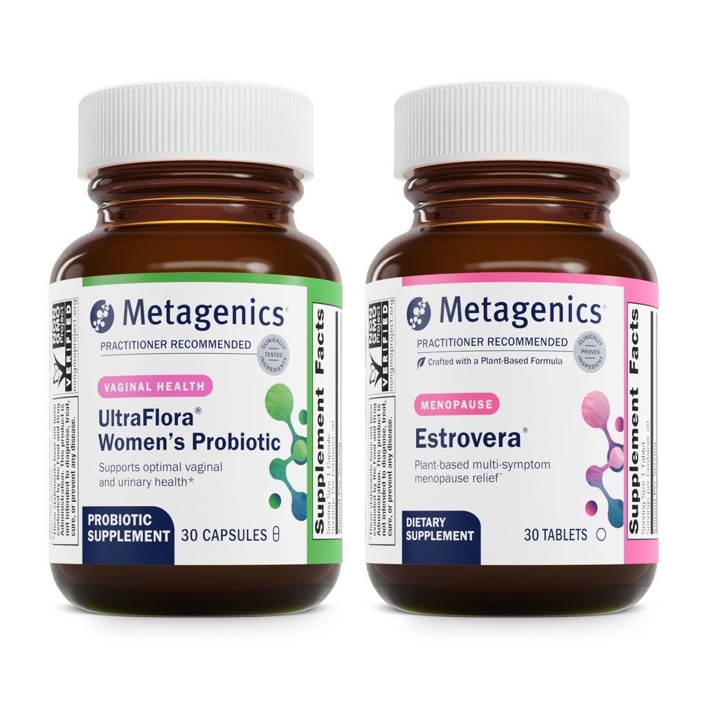 Metagenics Bundle - UltraFlora Ženské & jej Wellness Estrovera - 30 Počet UltraFlora Ženy pre Vaginálne zdravie - 30 Tablety Estrovera pre horúce riasy, Menopauza Relief & Nočné potenie
