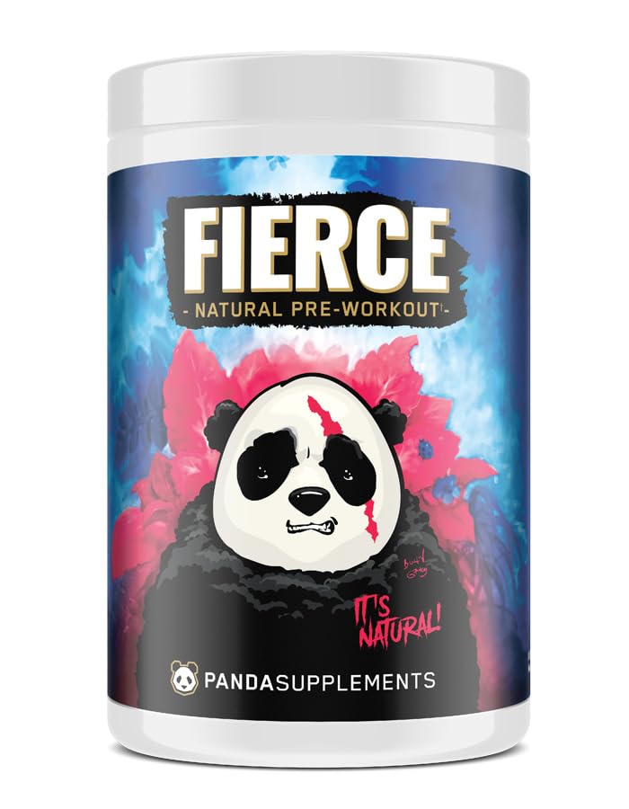 Podzemné Bio Labs Panda Supps Fierce: Natural Pre-Workout s Zero Umelých zložiek a 300mg prirodzene Zdroj kofeín pre čistú energiu a zameranie (30 Servings) [Fierce Berry]