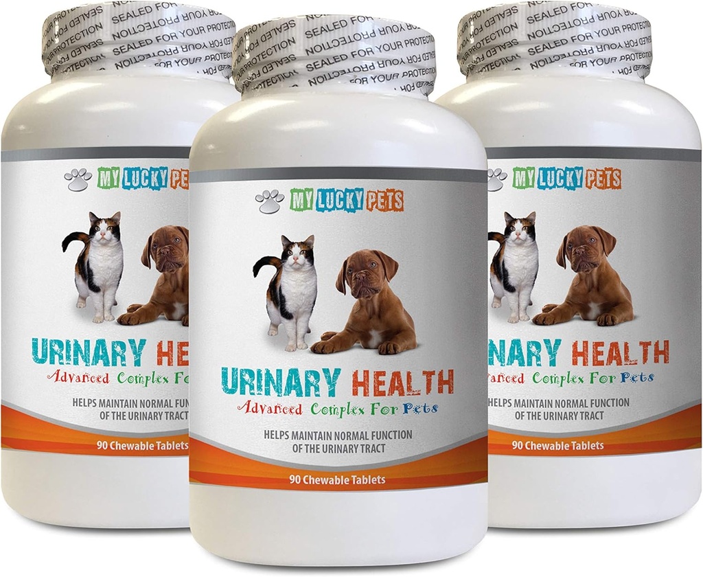Cat UTI Support - Domáce zvieratá Urinary Health Complex - pre psy a mačky - Advanced Bladder Support - Cranberry Supplement for Mačky - 3 fľaše (270 Treats)