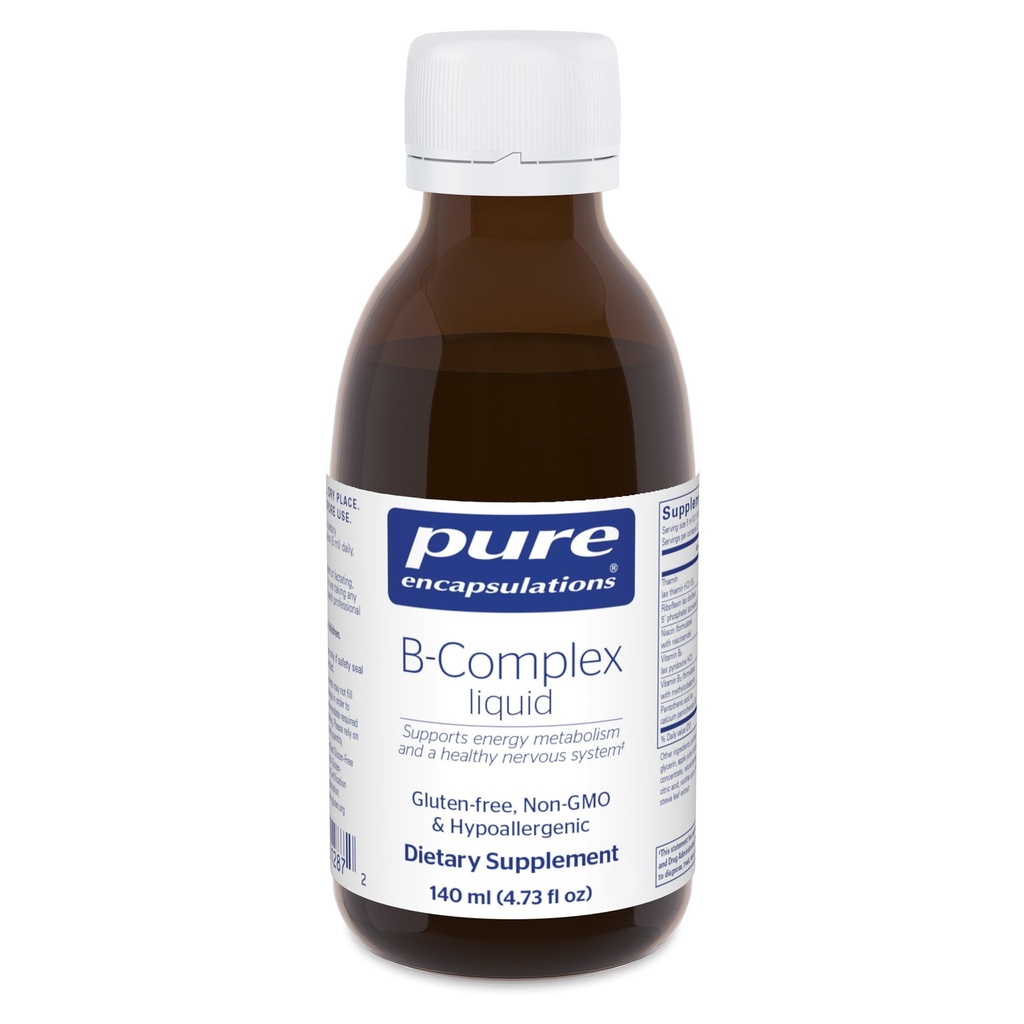 Pure Encapsulations B-Complex Liquid - Liquid Vitamín B Complex - for Nerve & Energy Metabolizmus* - Gluten Free & Vegetarian - 4,73 oz (140 ml)