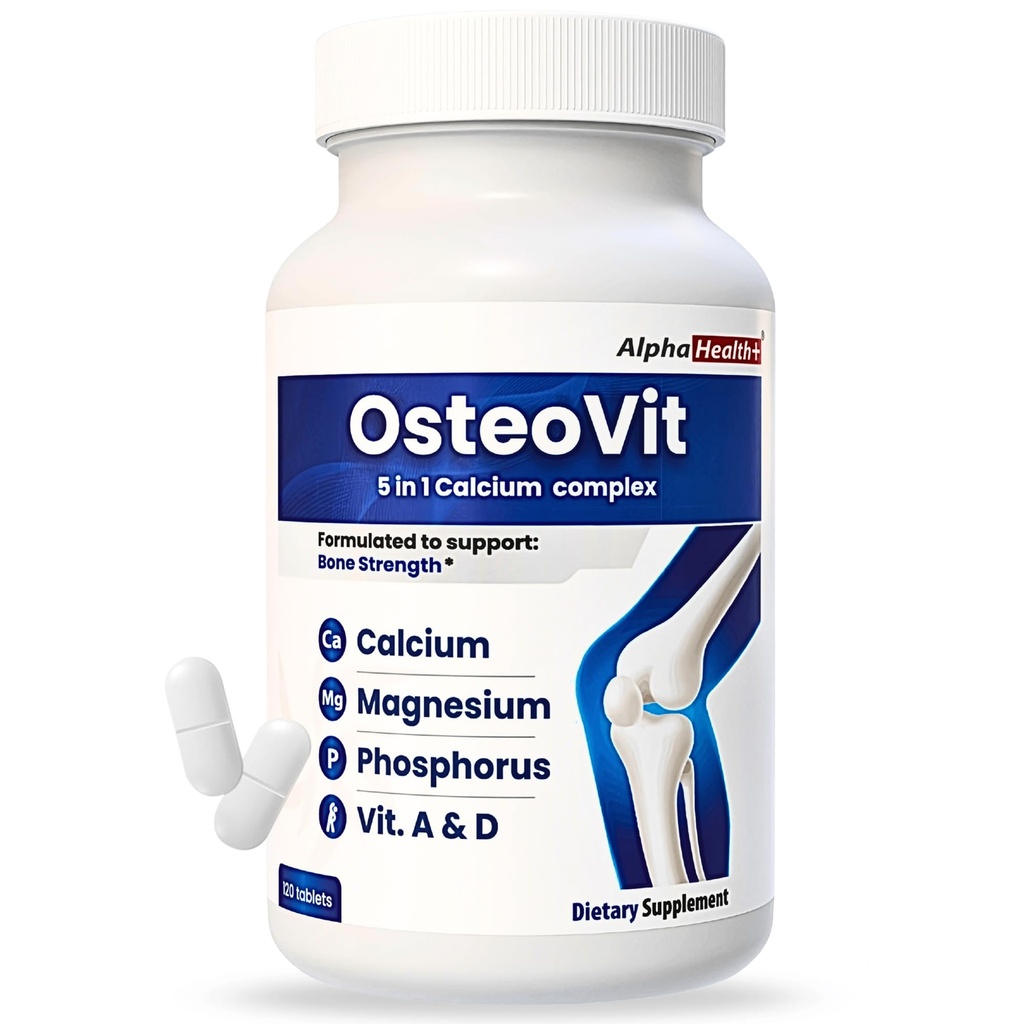 OsteoVit 5-in-1 Vápnik 120 tabs Multivitamín: Vápnik, horčík, fosfor, vitamín D3 a A - Sila kostí a flexibilita*, bez GMO Glutén bez obsahu vápnika 