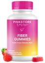 Pink Stork Prenatálne Fiber Gummy pre ženy - 3g Prebiotické Inulín z koreňa čakanky - Prírodné tehotenstvo a popôrodné Stool zmäkčovadlá pre zápcha a trávenie zdravie - 60 Vegan Fiber Chews