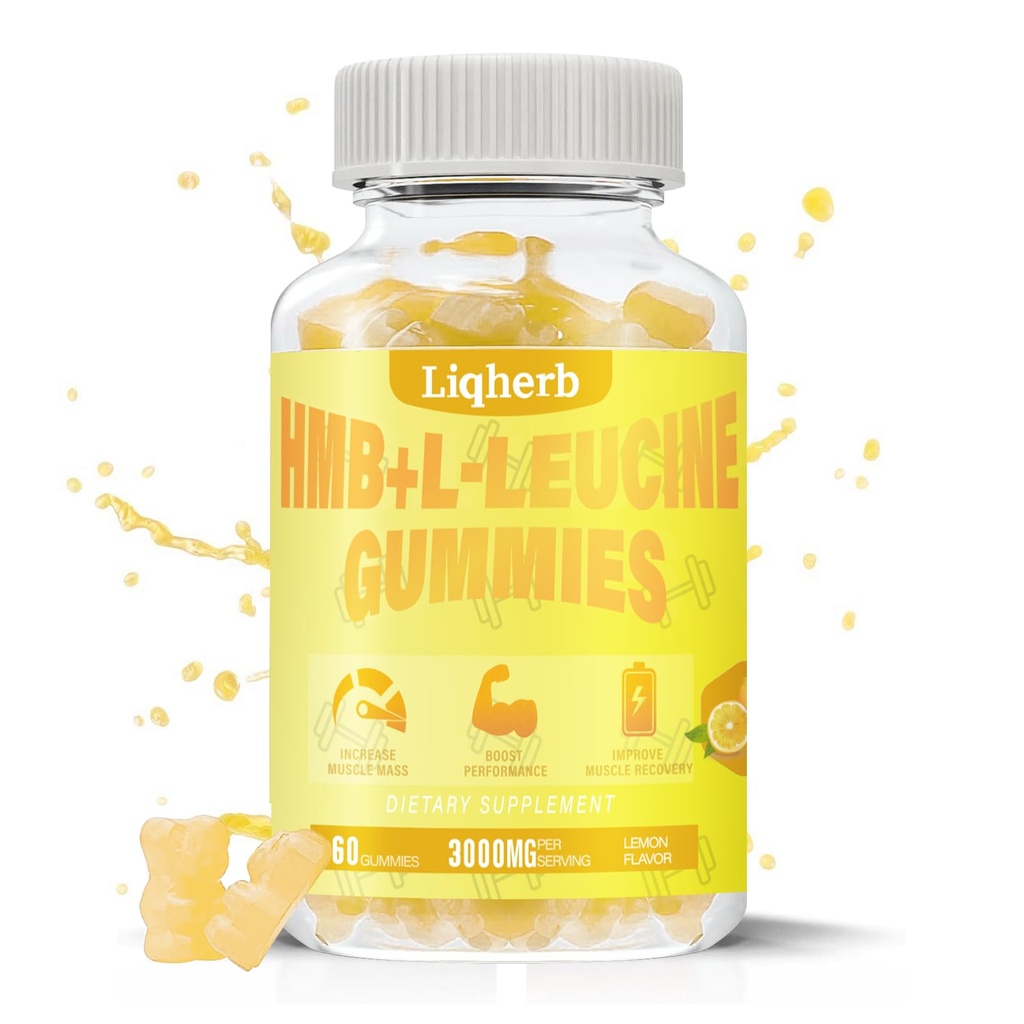 HMB a leucine Gummies, s 3000mg HMB a L-Leucine Supplement for Muscle Recovery, Muscle Mass & Improve Endurance, for Men & Women, Non GMO, Vegan,Gluten Free, Lemon Flavor, 120 Gummies