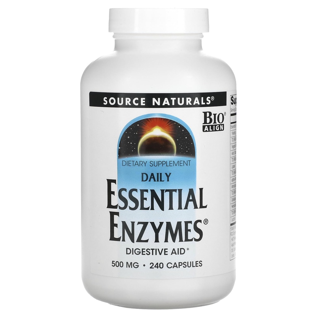 Zdroj Naturals Essential Enzymes 500mg Bio-Aligned Multiple Supplement Herbal Defense for Digestion, Gas & Ccontage Relief & Daily Digestive Health - Strong Immune System Support - 120 VegiCaps