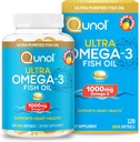 Qunol Omega 3 Fish Oil Mini Softgels, 1000mg Ultra Pure Fish Oil, Heart Health Support, Omega 3 DHA Supplements, Citrónová príchuť, 2 mesiace dodávky, 120 Počet