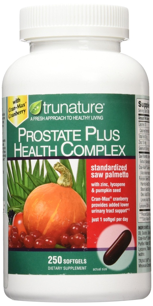 Trunature Saw Palmetto Prostate zdravotný komplex so zinkom, lykopénom a tekvicovým semenom, 250 softgelov
