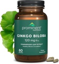 Prominent Nutrition Ginkgo Biloba 120mg - Ginkgo Biloba Leaf Extract, Bylinné doplnky na pomoc podporu pamäte a Focus- Vegan, Non-GMO, Gluten-Free, Soy-Free, 60 dní dodávky - 1 balenie