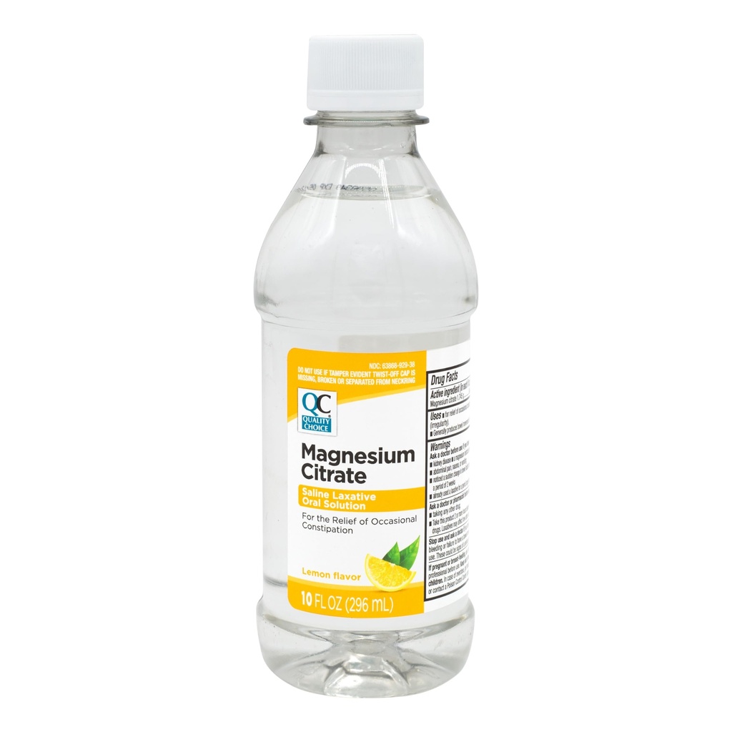 Quality Choice Magnestic Citer Oral Solution, 10oz - Lemon ochutený Saline Laxatívum, Dodatok pre príležitostné Zápcha Relief, Mag Citrate je jemný a účinný Laxatív pre pravidelnosť
