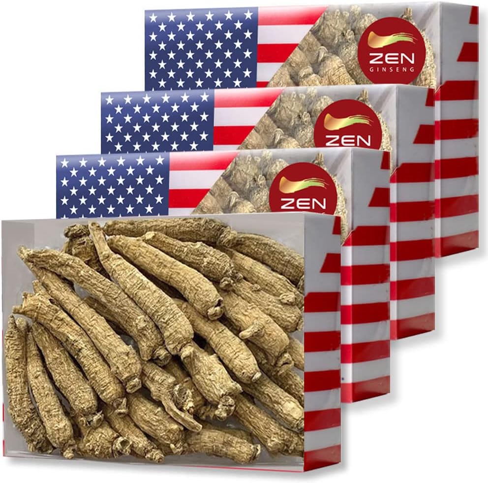 4 Krabice ručne vybraného amerického ženšenu Root-Mall Tail (4oz/Box) Posilňuje odolnosť tela, energiu a výdrž pre mužov a ženy (16 Oz.)