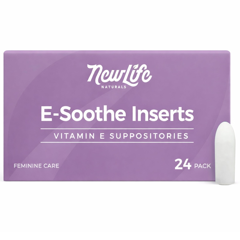 NewLife Naturals Vitamín E domnienky 38IU - Vaginálna suchá podráždenie Menopauza Atrofia Relief - Všetky prírodné Estrogén bez Feminín starostlivosť - 24 Vložiek