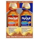 VICKS DayQuil & NyQuil SEVERE Honey Flavor Co-Pack, Cold & Flu Medicine, Relives Bolesť hlavy, Horúčka, Bolestivé hrdlo, Menej bolesti a bolesti, Nasálna kongescia, Sínusový tlak, dusný nos, a Kašeľ, 2x12oz