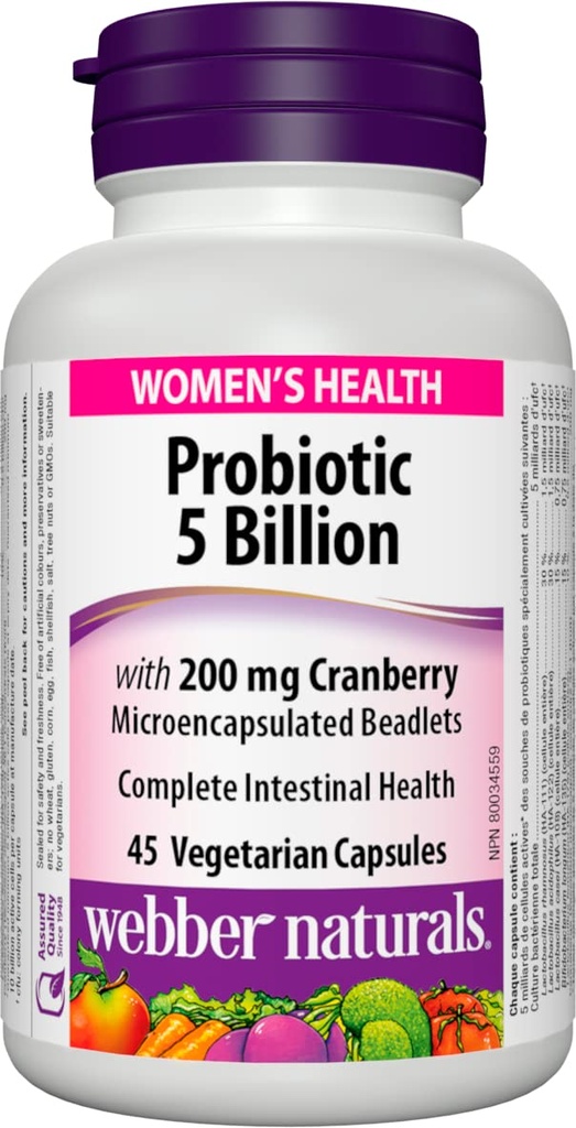 Webber Naturals Dámske Multiprobiotiká s Cranberry, 45 kapsúl