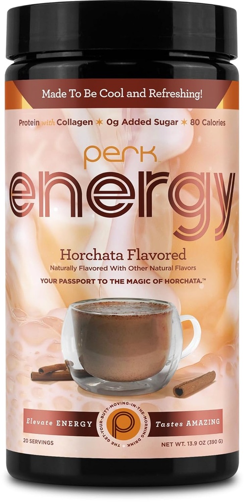 Perk Energy Original Horchata Energy Drink Powder (20 Servings) - bezlepkové, bez arašidov